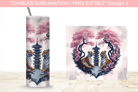 Japanese Tigers Couple PNG File Sublimation For Tumblers Free For Commercial Use Sublimation Sintegra 