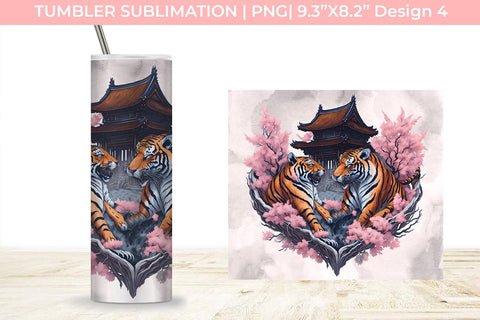 Japanese Tigers Couple PNG File Sublimation For Tumblers Free For Commercial Use Sublimation Sintegra 