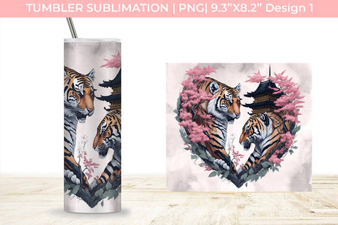 Japanese Tigers Couple PNG File Sublimation For Tumblers Free For Commercial Use Sublimation Sintegra 