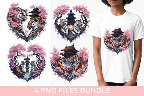 Japanese Tigers Couple T-shirt Sublimation PNG Free For Commercial Use Sublimation Sintegra 