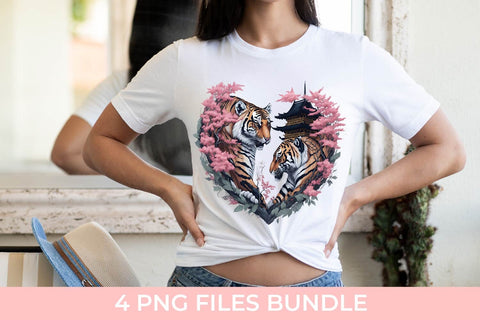 Japanese Tigers Couple T-shirt Sublimation PNG Free For Commercial Use Sublimation Sintegra 