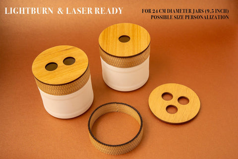 Jar Cap Vector File for Laser Cutter - 3 Variations. SVG MaramadeLaser 