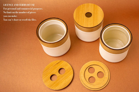Jar Cap Vector File for Laser Cutter - 3 Variations. SVG MaramadeLaser 