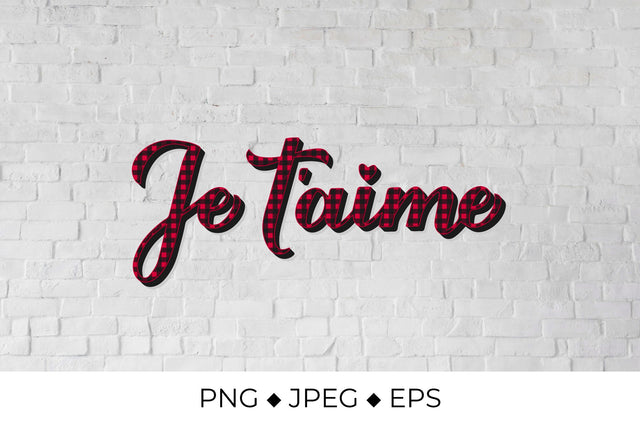 Je t’aime lettering. I Love You in French. Red buffalo pattern Sublimation LaBelezoka 
