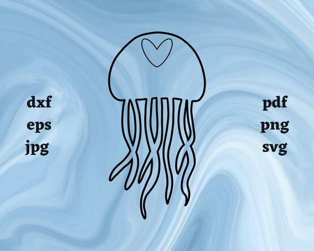 Jellyfish Heart SVG Cut File SVG Northern Light SVG 