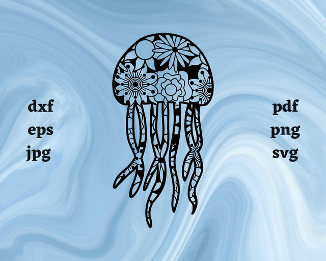 Jellyfish Mandala SVG Cut File SVG Northern Light SVG 