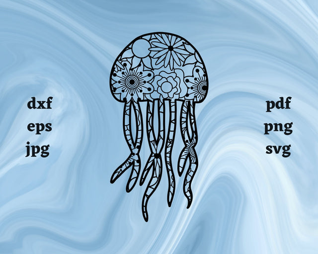 Jellyfish Mandala SVG Cut File SVG Northern Light SVG 