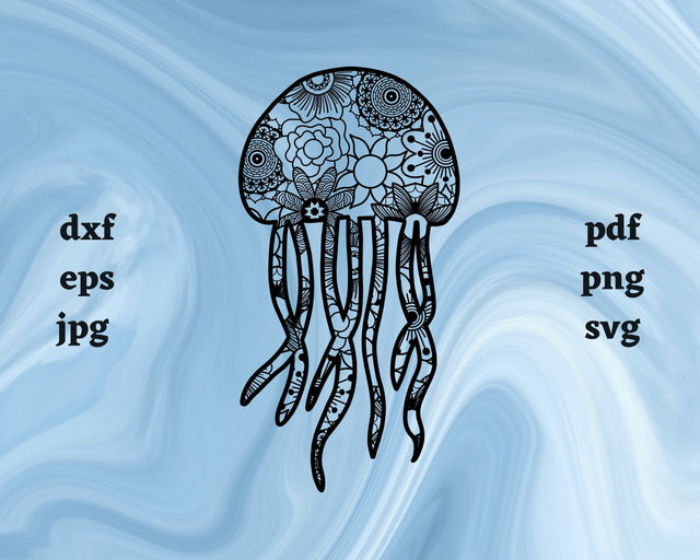 Jellyfish Mandala SVG Cut File SVG Northern Light SVG 