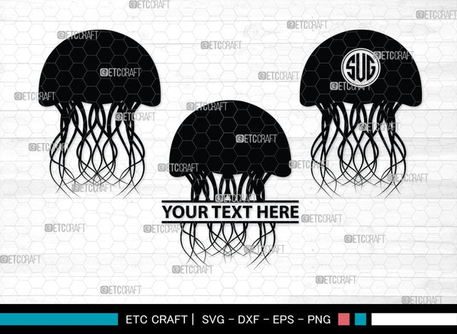 Jellyfish Monogram, Jellyfish Silhouette, Jellyfish SVG, Sea Fish Svg, Sealife Svg, Ocean Svg, Sea Svg, SB00284 SVG ETC Craft 