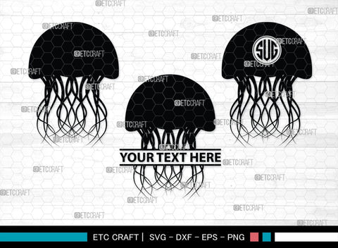 Jellyfish Monogram, Jellyfish Silhouette, Jellyfish SVG, Sea Fish Svg, Sealife Svg, Ocean Svg, Sea Svg, SB00284 SVG ETC Craft 