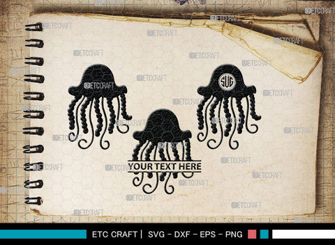 Jellyfish Monogram, Jellyfish Silhouette, Jellyfish SVG, Sea Fish Svg, Sealife Svg, Ocean Svg, Sea Svg, SB00284 SVG ETC Craft 