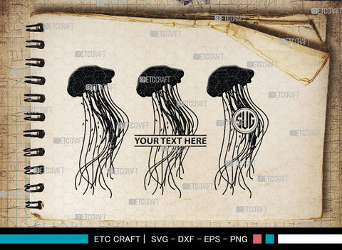 Jellyfish Monogram, Jellyfish Silhouette, Jellyfish SVG, Sea Fish Svg, Sealife Svg, Ocean Svg, Sea Svg, SB00284 SVG ETC Craft 
