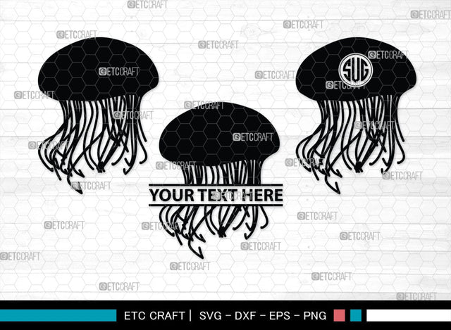 Jellyfish Monogram, Jellyfish Silhouette, Jellyfish SVG, Sea Fish Svg, Sealife Svg, Ocean Svg, Sea Svg, SB00284 SVG ETC Craft 