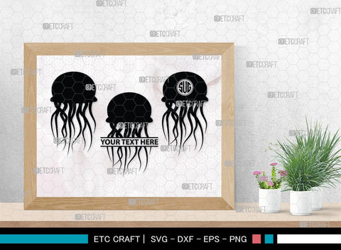 Jellyfish Monogram, Jellyfish Silhouette, Jellyfish SVG, Sea Fish Svg, Sealife Svg, Ocean Svg, Sea Svg, SB00284 SVG ETC Craft 