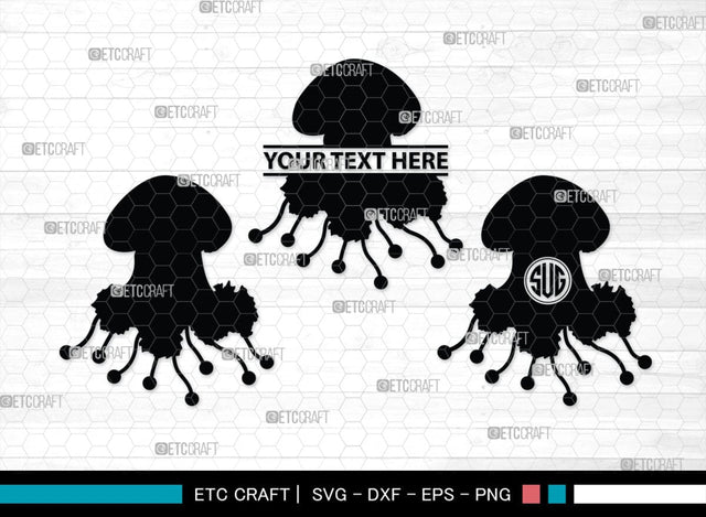 Jellyfish Monogram, Jellyfish Silhouette, Jellyfish SVG, Sea Fish Svg, Sealife Svg, Ocean Svg, Sea Svg, SB00284 SVG ETC Craft 