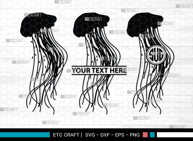 Jellyfish Monogram, Jellyfish Silhouette, Jellyfish SVG, Sea Fish Svg, Sealife Svg, Ocean Svg, Sea Svg, SB00284 SVG ETC Craft 