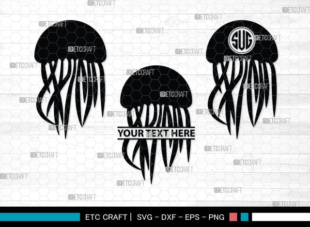 Jellyfish Monogram, Jellyfish Silhouette, Jellyfish SVG, Sea Fish Svg, Sealife Svg, Ocean Svg, Sea Svg, SB00284 SVG ETC Craft 