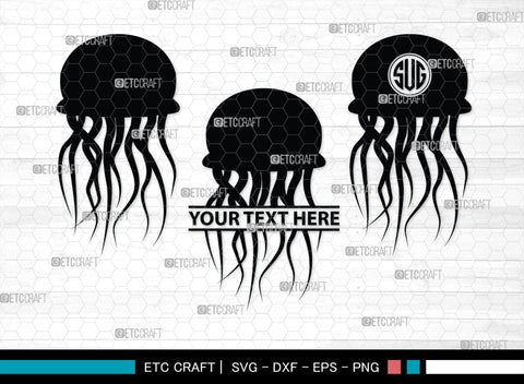 Jellyfish Monogram, Jellyfish Silhouette, Jellyfish SVG, Sea Fish Svg, Sealife Svg, Ocean Svg, Sea Svg, SB00284 SVG ETC Craft 