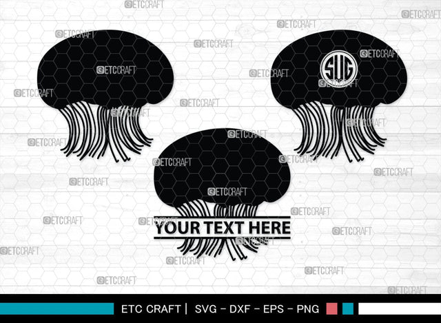 Jellyfish Monogram, Jellyfish Silhouette, Jellyfish SVG, Sea Fish Svg, Sealife Svg, Ocean Svg, Sea Svg, SB00284 SVG ETC Craft 