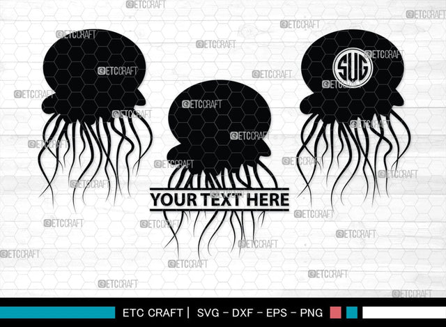 Jellyfish Monogram, Jellyfish Silhouette, Jellyfish SVG, Sea Fish Svg, Sealife Svg, Ocean Svg, Sea Svg, SB00284 SVG ETC Craft 