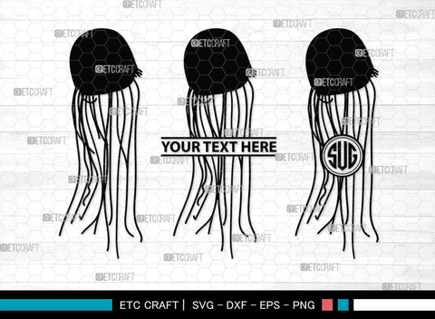 Jellyfish Monogram, Jellyfish Silhouette, Jellyfish SVG, Sea Fish Svg, Sealife Svg, Ocean Svg, Sea Svg, SB00284 SVG ETC Craft 