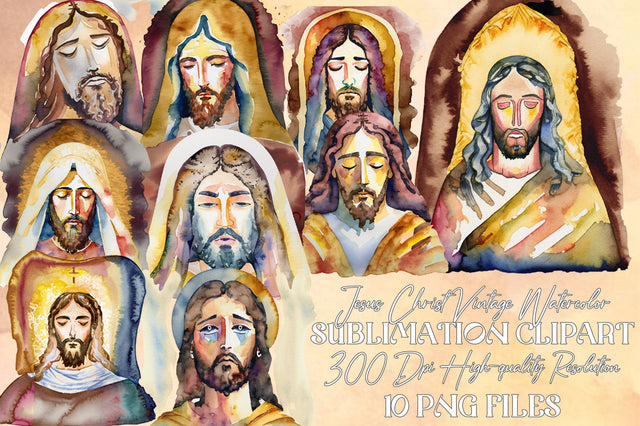 Jesus Christ Vintage Watercolor Sublimation Clipart Vol-1 Sublimation Jagonath Roy 