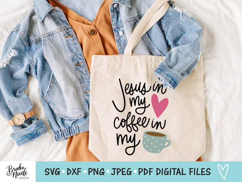 Jesus & Coffee SVG Cut File | Christian shirt SVG | png | jpeg | dxf | Cricut SVG | Silhouette svg | coffee svg SVG Brooke Nicole Designs 