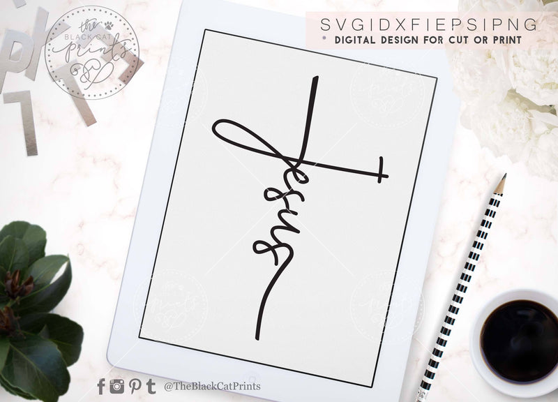 Jesus Cross cut file SVG TheBlackCatPrints 