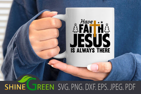 Jesus Faith Cross Quote SVG for Cricut and Sublimation SVG Shine Green Art 