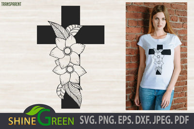 Jesus Floral SVG Monogram with Hand Drawn Flowers, Fall Christmas SVG Shine Green Art 