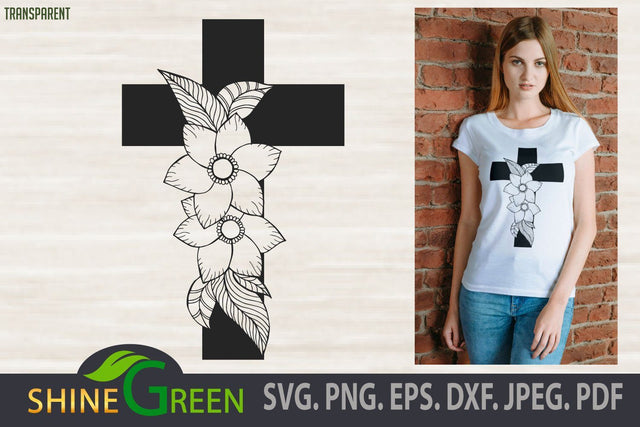 Jesus Floral SVG Monogram with Hand Drawn Flowers, Fall Christmas SVG Shine Green Art 