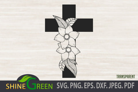 Jesus Floral SVG Monogram with Hand Drawn Flowers, Fall Christmas SVG Shine Green Art 