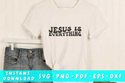 Jesus is everything wavy SVG, Groovy letters SVG, Christian quote SVG, Religious SVG SVG HappyDesignStudio 