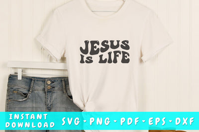 Jesus is life wavy SVG, Groovy letters SVG, Christian quote SVG, Religious SVG SVG HappyDesignStudio 