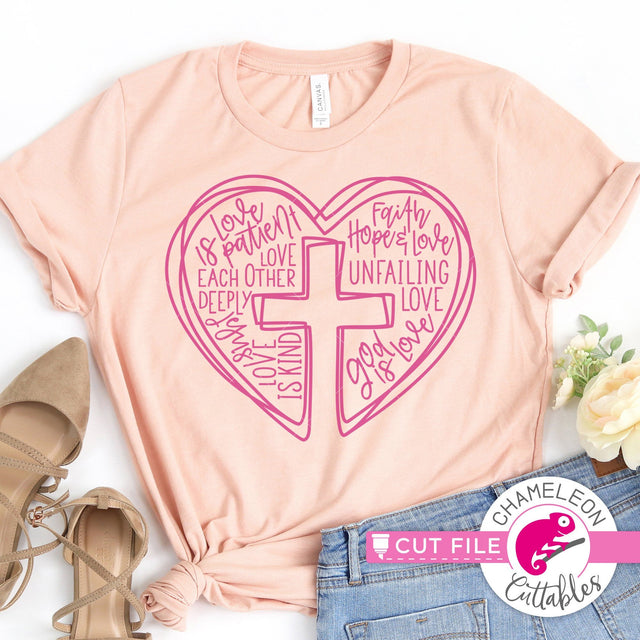 Jesus is Love Cross Heart Word Art svg png dxf SVG Chameleon Cuttables 