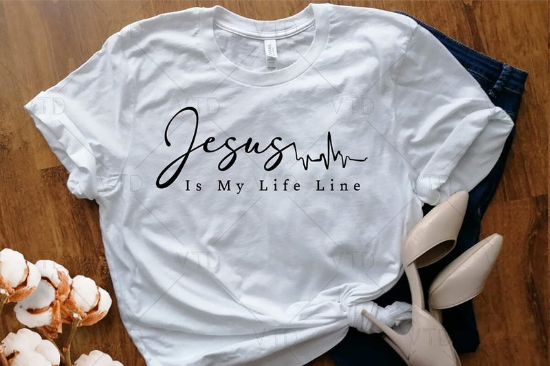 Jesus Is My Life Line Svg Png Files, Christian Heartbeat Svg, Faith ...