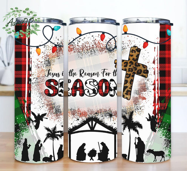 Jesus Is The Reason For The Season Christmas 20oz Skinny Tumbler Png, Leopard Jesus Tumbler, Christmas Png, Christmas Tumbler, Merry Christmas Tumbler Sublimation AdriOP 