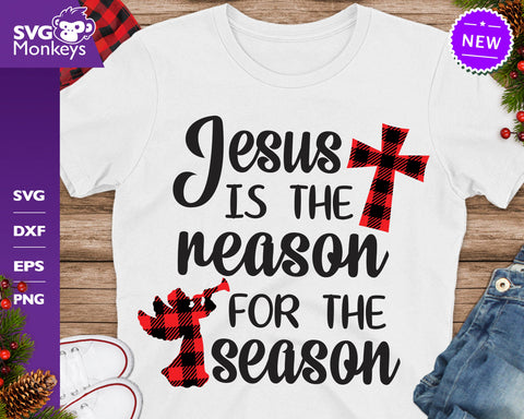 Jesus Is The Reason For The Season Svg, Christmas Buffalo Plaid Svg SVG SvgMonkeys 