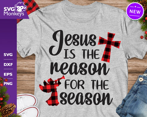 Jesus Is The Reason For The Season Svg, Christmas Buffalo Plaid Svg SVG SvgMonkeys 