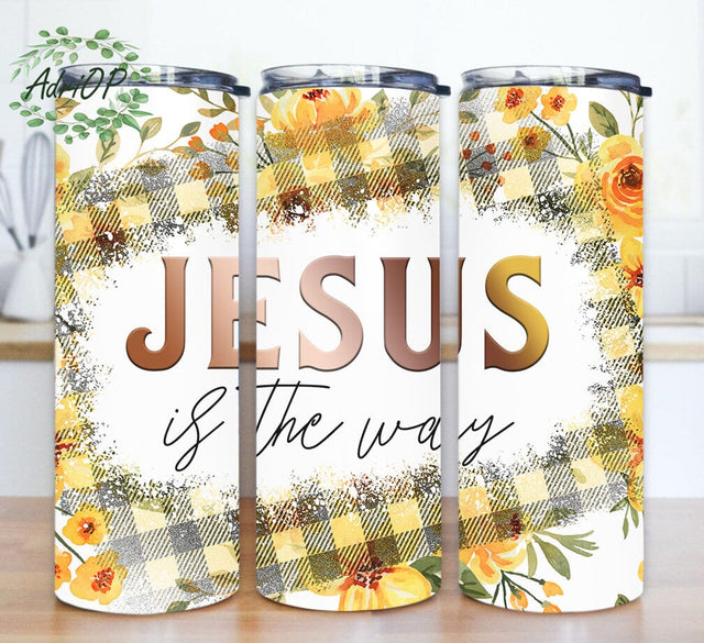Jesus Is The Way Tumbler Png, Jesus 20oz Tumbler Design, Christian Skinny Tumbler, Floral Tumbler Wrap, Religious Tumbler Template, Instant Download Sublimation AdriOP 