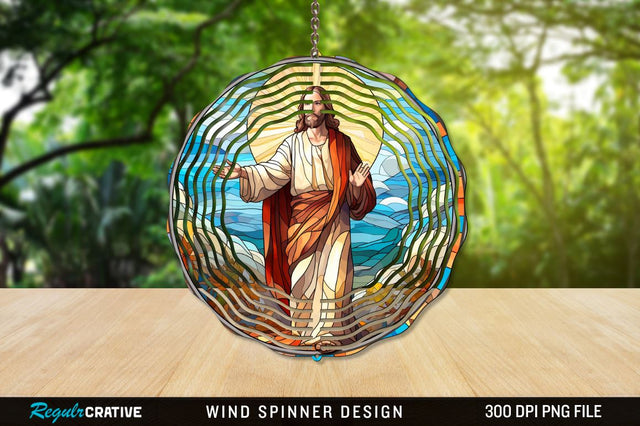 Jesus Stained Glass Wind Spinner Png Design 3D Paper Regulrcrative 