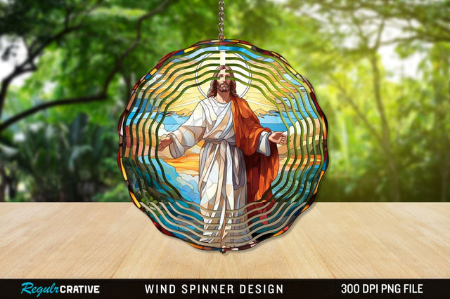 Jesus Stained Glass Wind Spinner Png Design Sublimation Regulrcrative 
