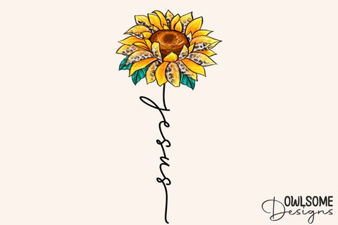 Jesus Sunflower Sublimation PNG Sublimation Sublimation Owlsome.Designs 