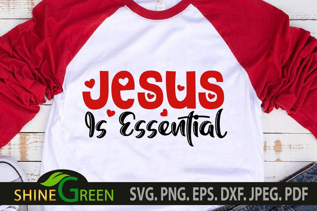 Jesus SVG - Jesus is Essential Quote SVG Shine Green Art 