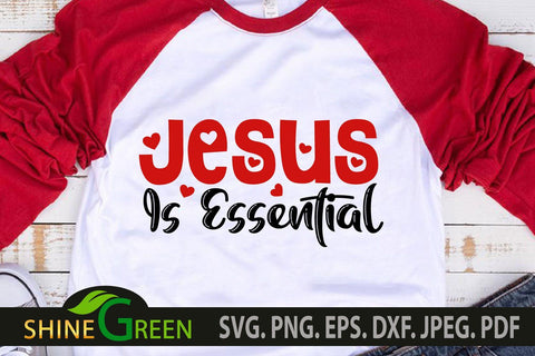 Jesus SVG - Jesus is Essential Quote SVG Shine Green Art 