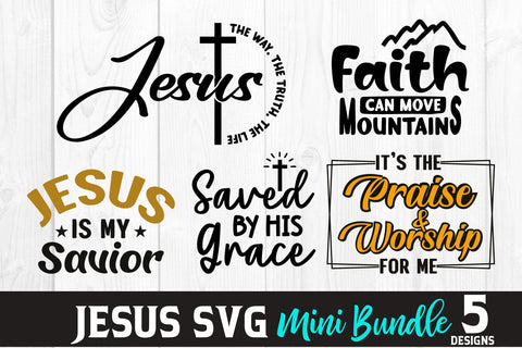 Jesus SVG Mini Bundle - 5 Christian Quotes SVG SVG Shine Green Art 