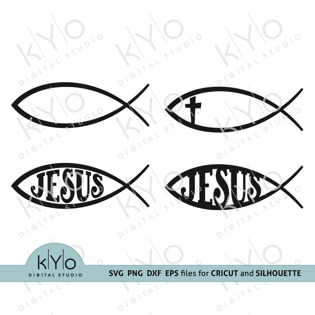 Jesus Symbol SVG, Christian Fish Symbol SVG, Ichthys Logo SVG Files SVG kYo Digital Studio 