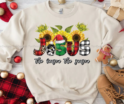 Jesus The Reason The Season Faith Christmas Png Sublimation ToriDesigns 