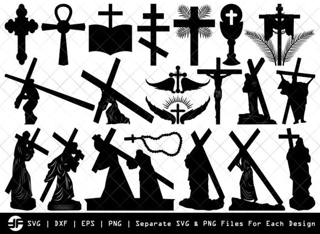 Jesus with Cross SVG | Christian Silhouette Bundle | Cut File SVG ETC Craft 