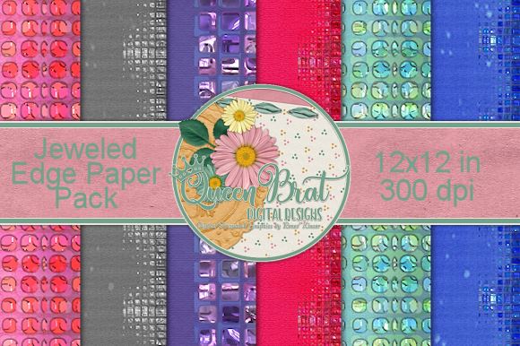Jeweled Edge Paper Pack Digital Pattern QueenBrat Digital Designs 